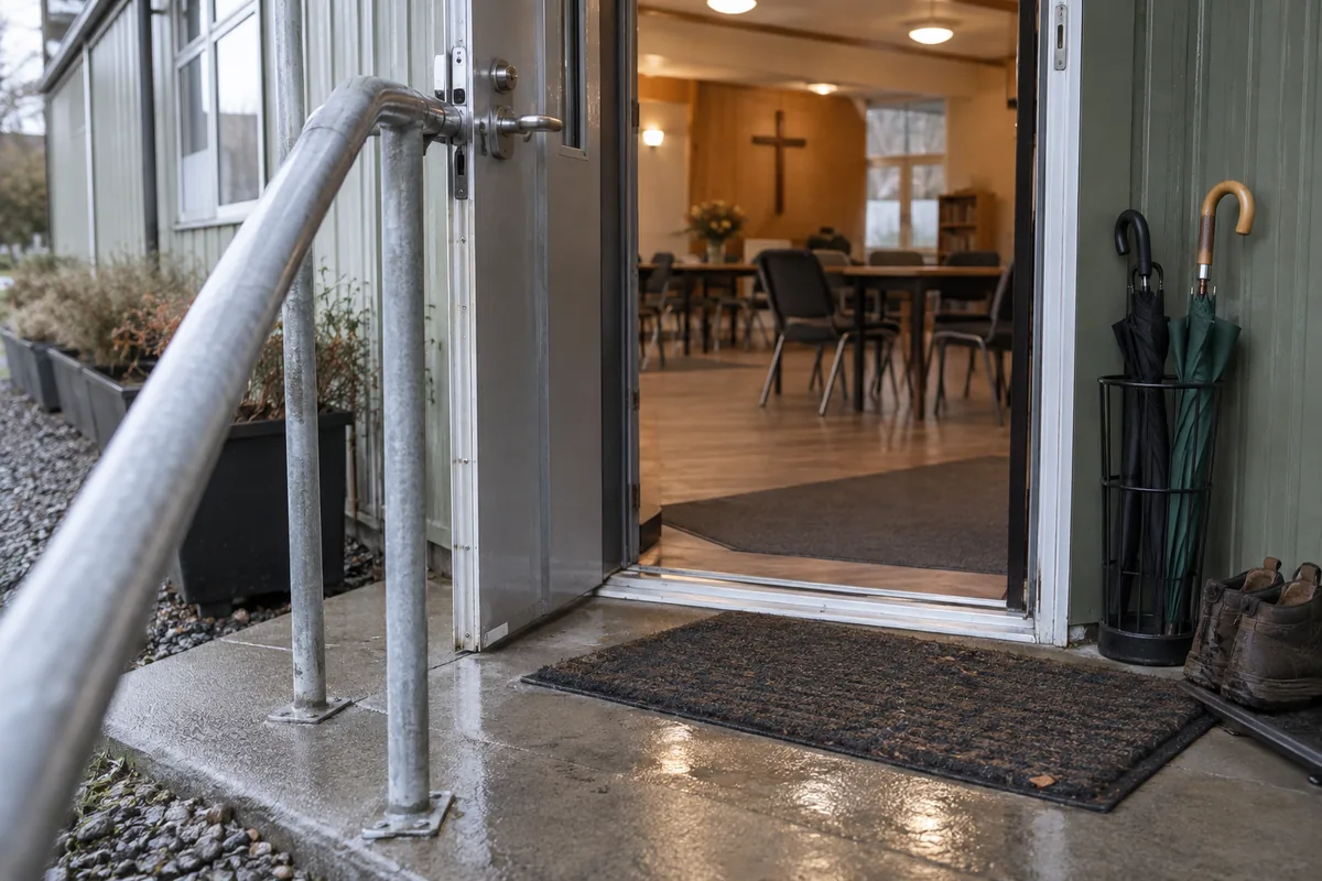 Accessible threshold and entrance into a community room