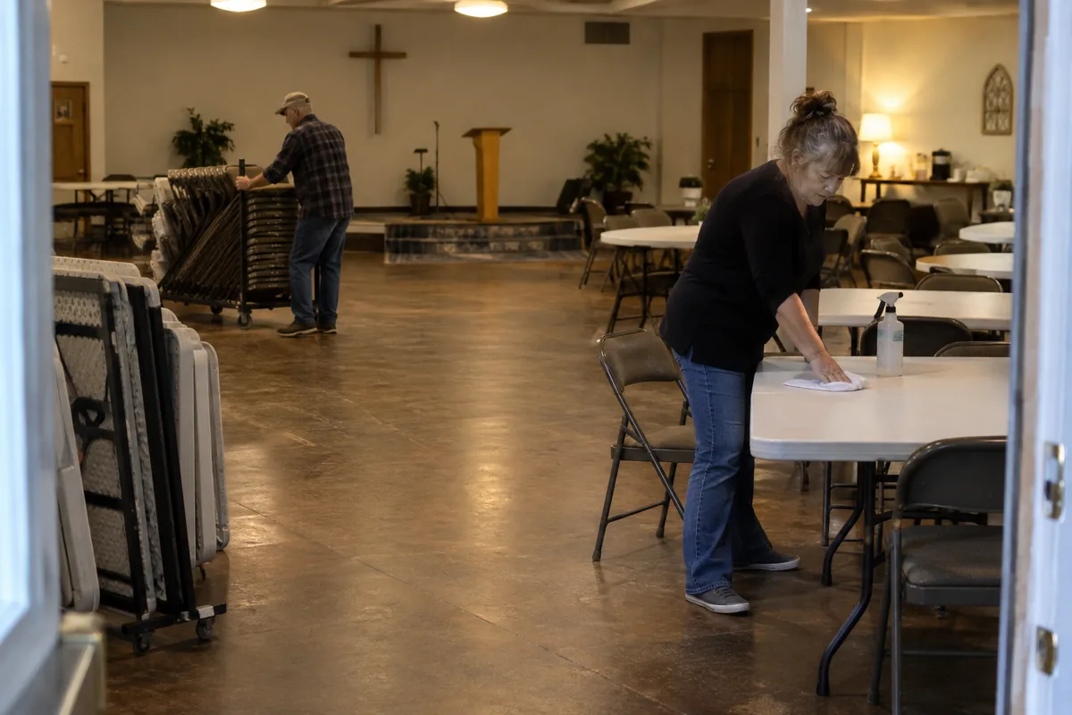 Furniture reset in a multipurpose church room