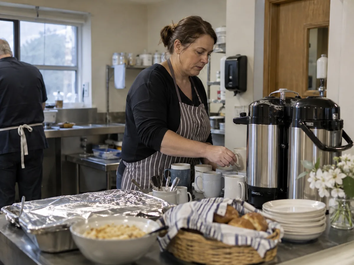Coffee and hospitality area for fellowship activities