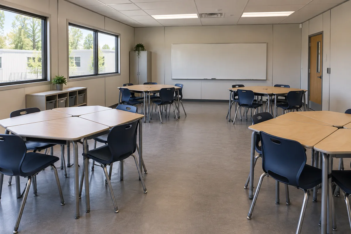 Flexible small-group classroom desk arrangement