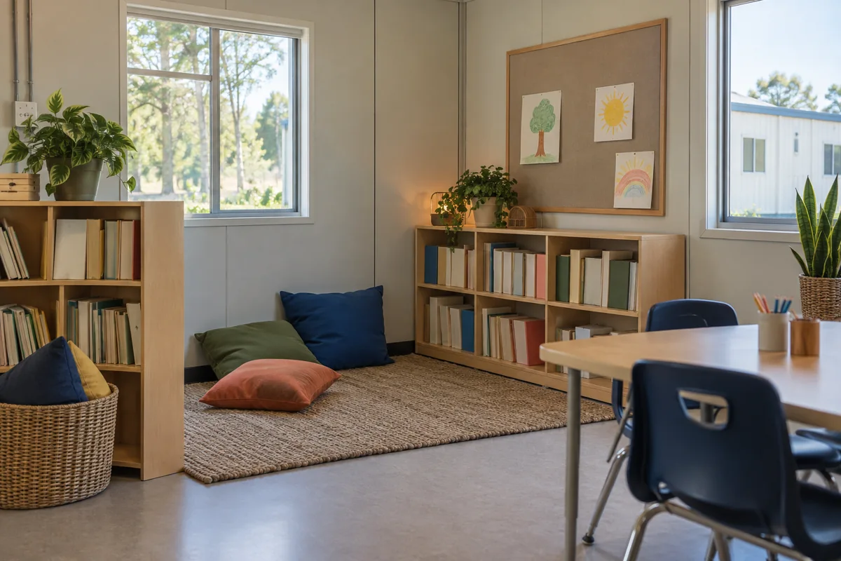 Reading corner within a panelized classroom