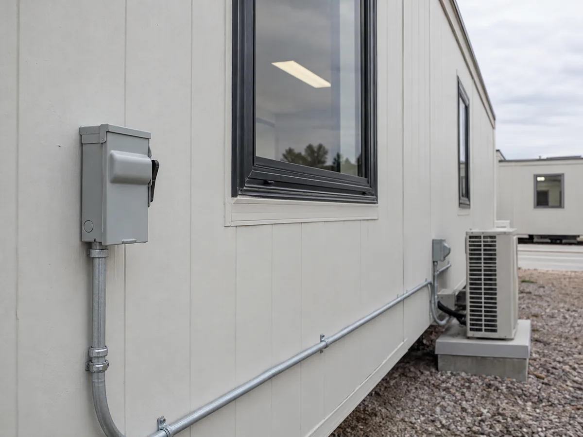Modular office window flashing and exterior utility details