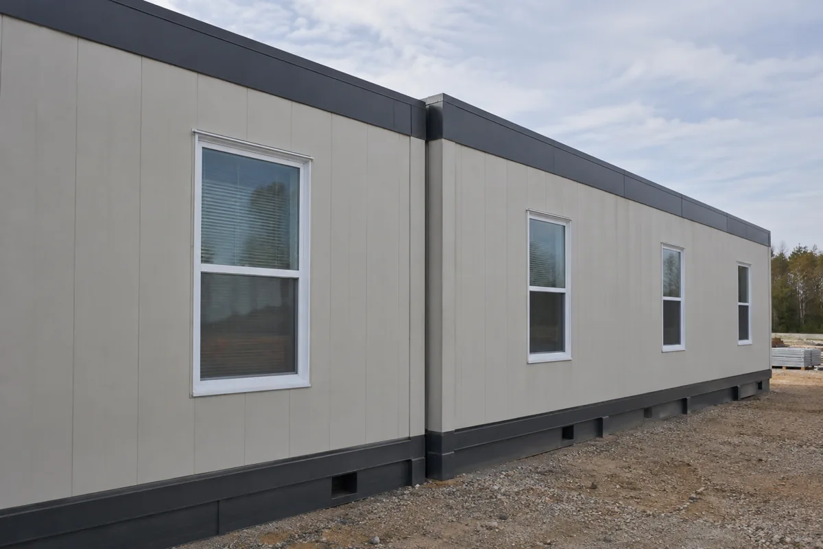 Weather-sealed connection between modular office sections