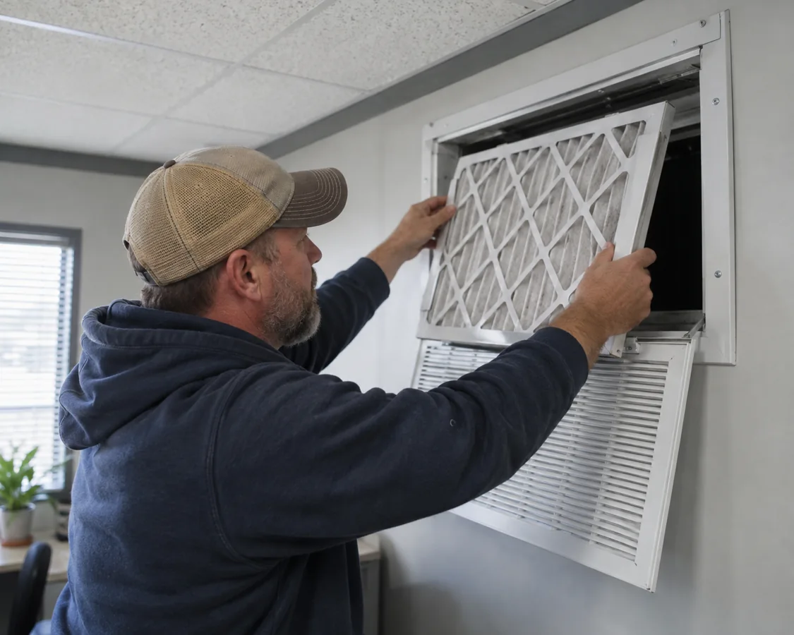 HVAC return filter maintenance in a modular office